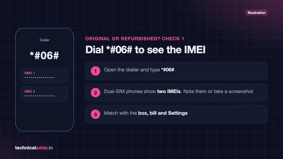 How to check phone is original or refurbished by dialling *#06# to see IMEI