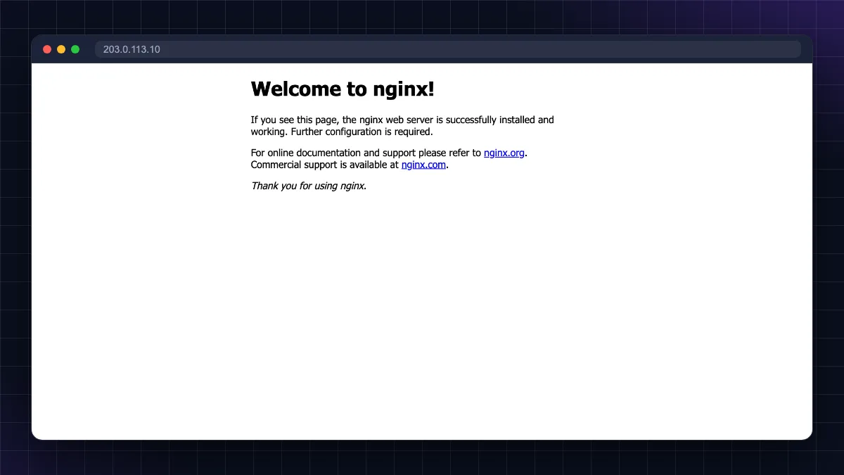 Install WordPress on VPS: nginx welcome page in browser after installation